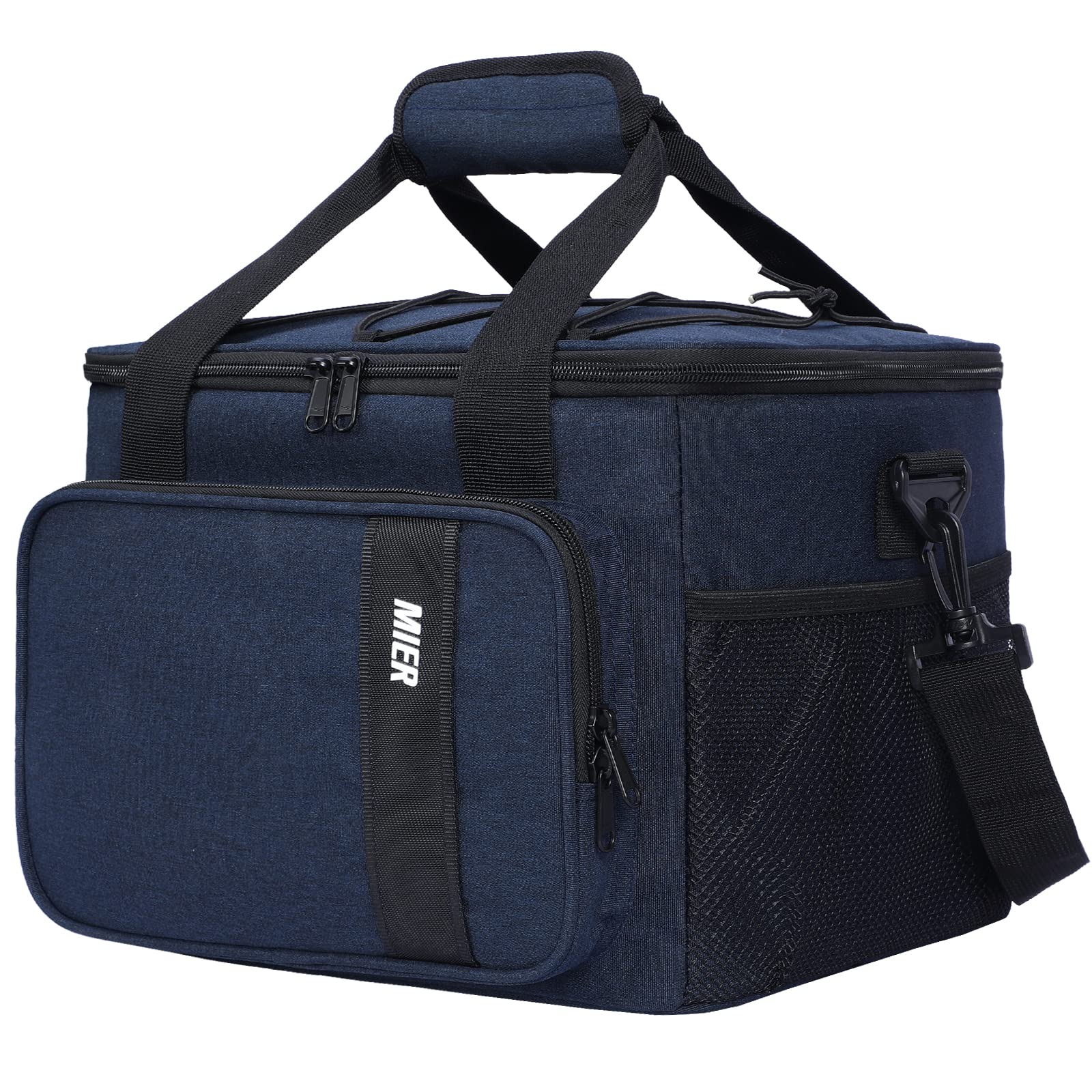 MIER Large Lunch Bag for Men Adult Insulated Lunch Box Cool Bags with Shoulder Strap Leakproof Lunch Cooler with Multiple Pockets for Work, Picnic, Travel, Camping, 15L(24 Cans) Navy Blue