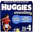 Huggies Size 4 Overnites Baby Diapers: Overnight Diapers, Size 4 (22-37 lbs), 116 Ct (2 Packs of 58), Packaging May Vary