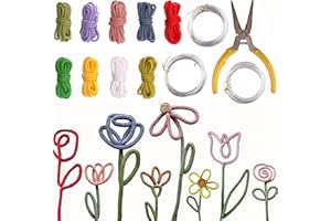 BoFUN DIY Flower Craft Kit for Adults Teens - Floral Wire Art Craft Set with 18 Templates, Wire, Knit Rope | Wedding Party Favors, Women Birthday, Mother’s Day Gifts, Handmade Home Decor (Floral)