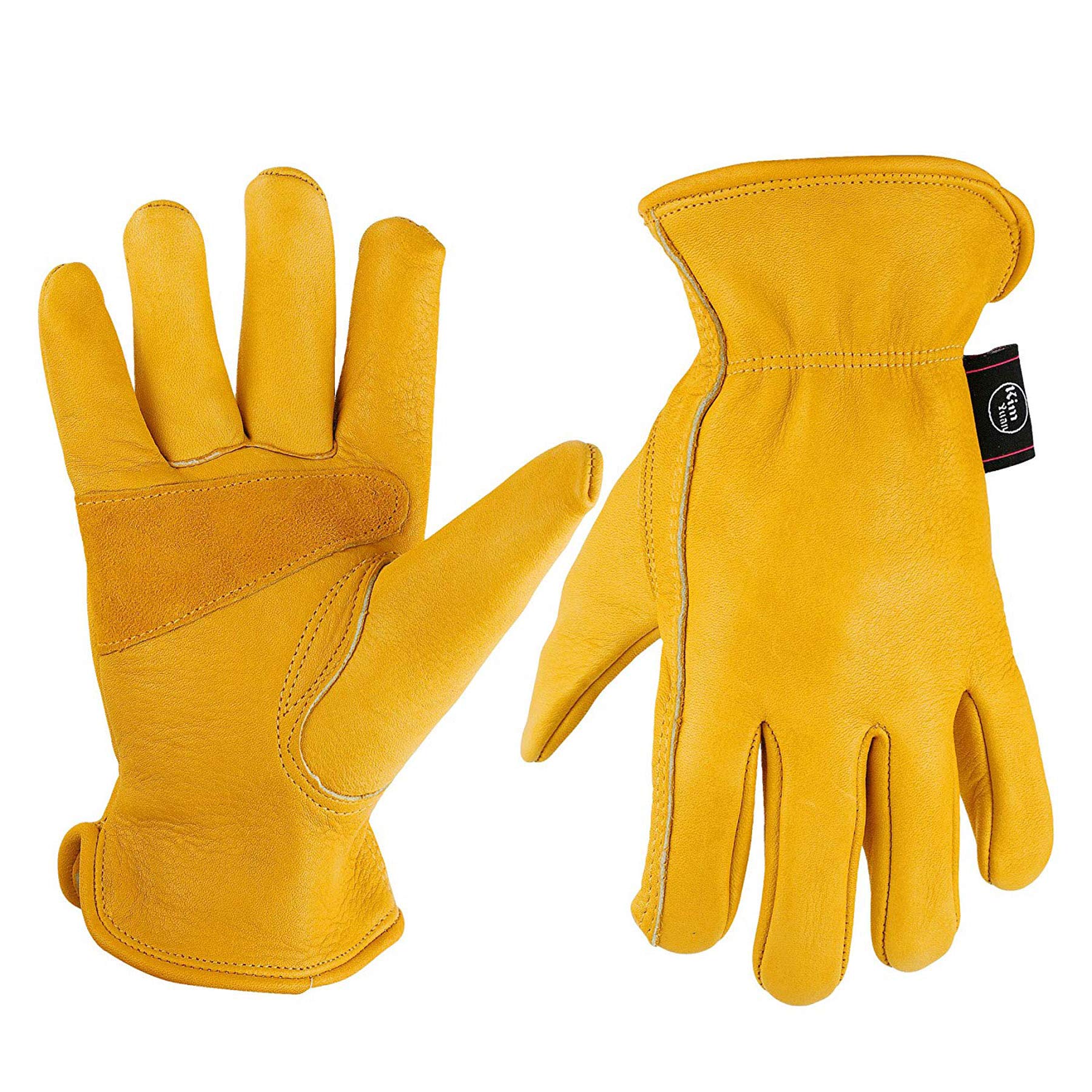 KIM YUAN Leather Work Gloves for Gardening/Cutting/Construction/Motorcycle, Men & Women, Elastic Wrist with Palm, M/L/XL (XXL) 1 Pair