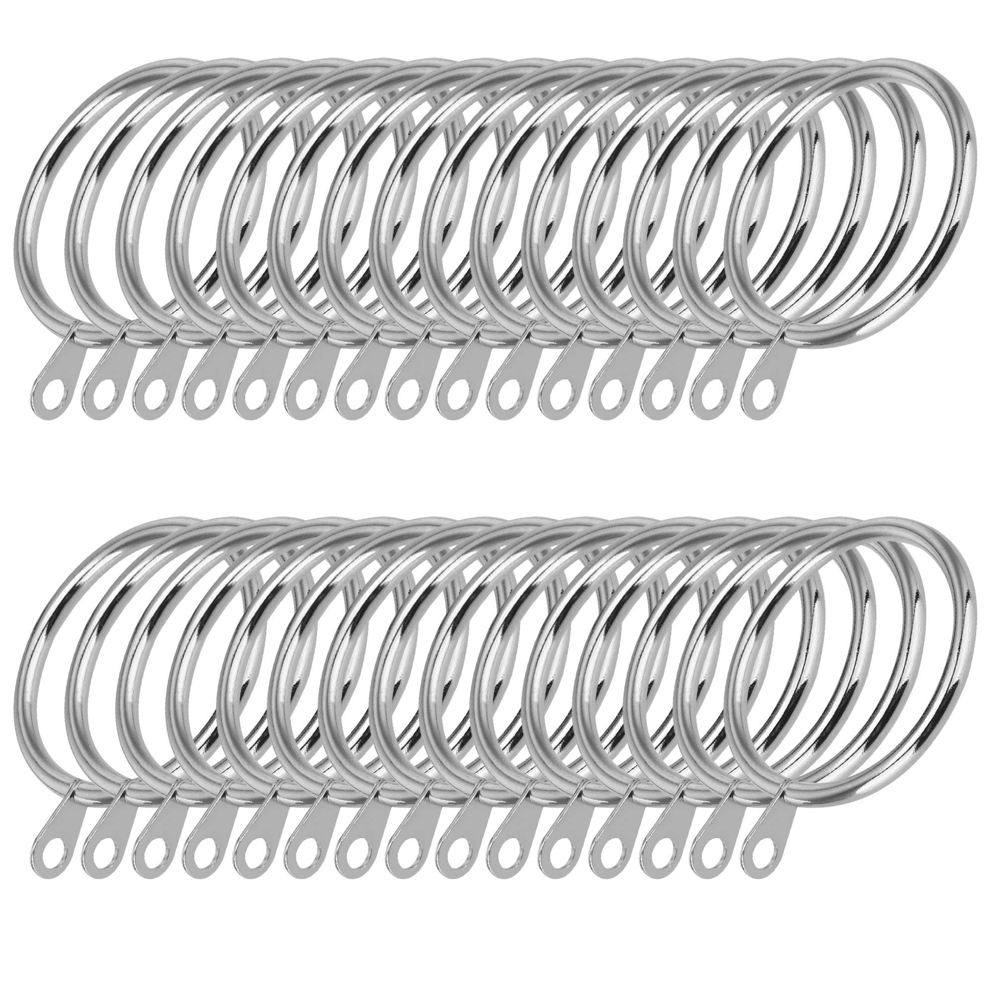 iCatchy Silver Curtain Rings Metal Curtain Hanging Rings For Pole Rod Voile Net (36 Pack)
