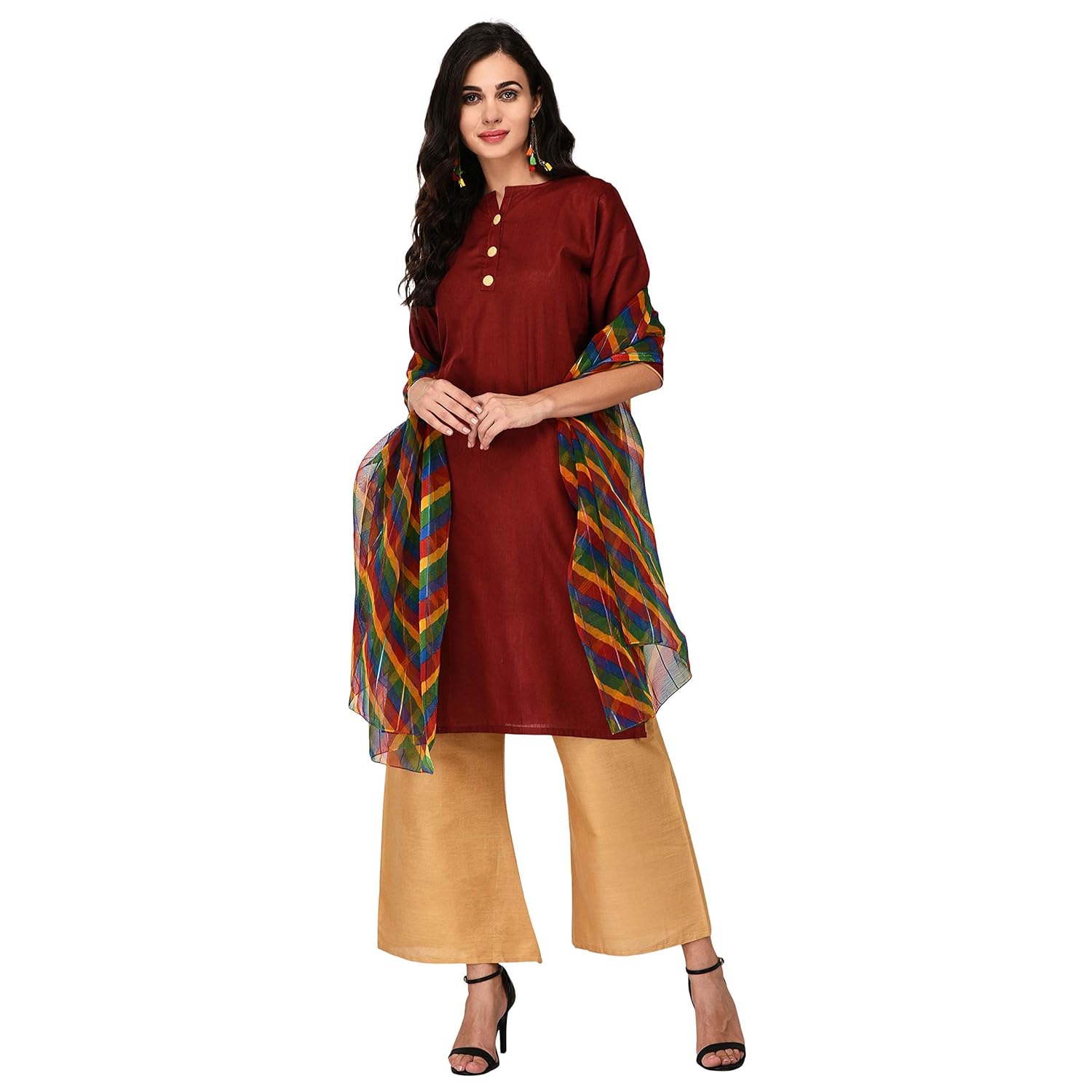 nakoda women's printed polyester dupatta (multicolour, free size)