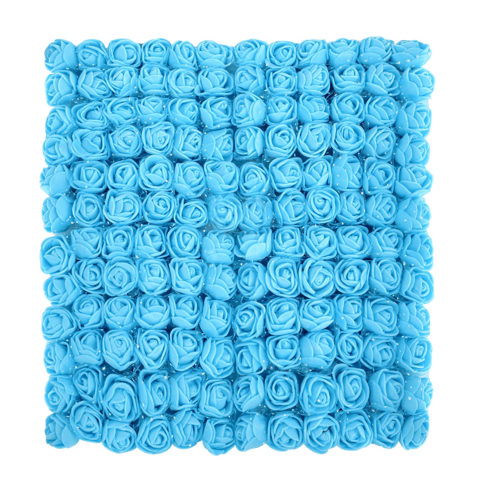 MWOOT Light Blue Roses Artificial Flower Heads, 144Pcs Mini Foam Roses for Crafts, Small Fake Roses Flower for DIY Wedding Bouquet Party Festival Valentine's Day Decoration, 2.5CM Faux Flower Heads