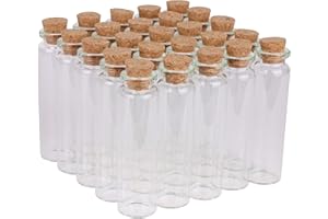 MaxMau 20ml Small Glass Bottles,Tiny Glass Vials,Jars with Cork Stoppers,Message Bottles,Wishing Bottle for Wedding Favors, Baby Shower Favors, DIY Art Craft Storage,24pcs