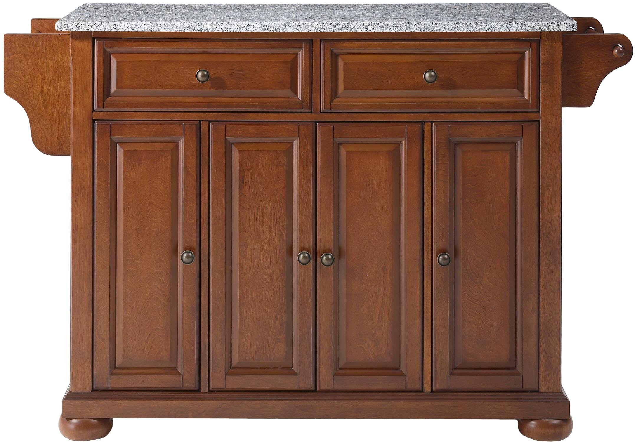 Crosley Furniture Alexandria Full Size Kitchen Island with Solid Gray Granite Top, Classic Cherry