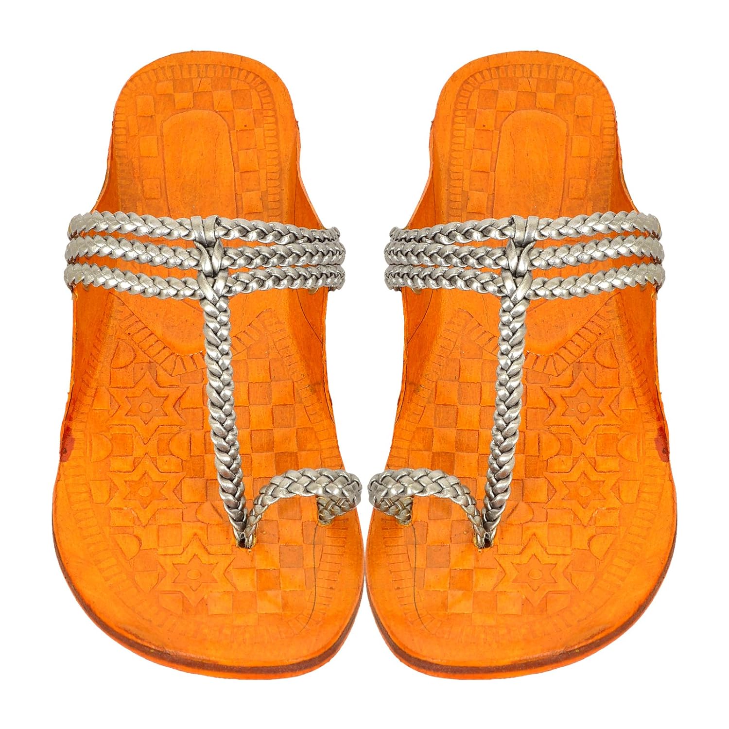 altek stylish women leather kolhapuri chaapls (1368_dullsilver)