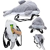 SRM Entertainment Sealife Shark Plush Mini Backpack with Adjustable Strap, Travel Bag for Kids, Plushie Stuffed Animal Toddler Backpack, Cute Backpacks, For Girls and Boys, 14 Inch