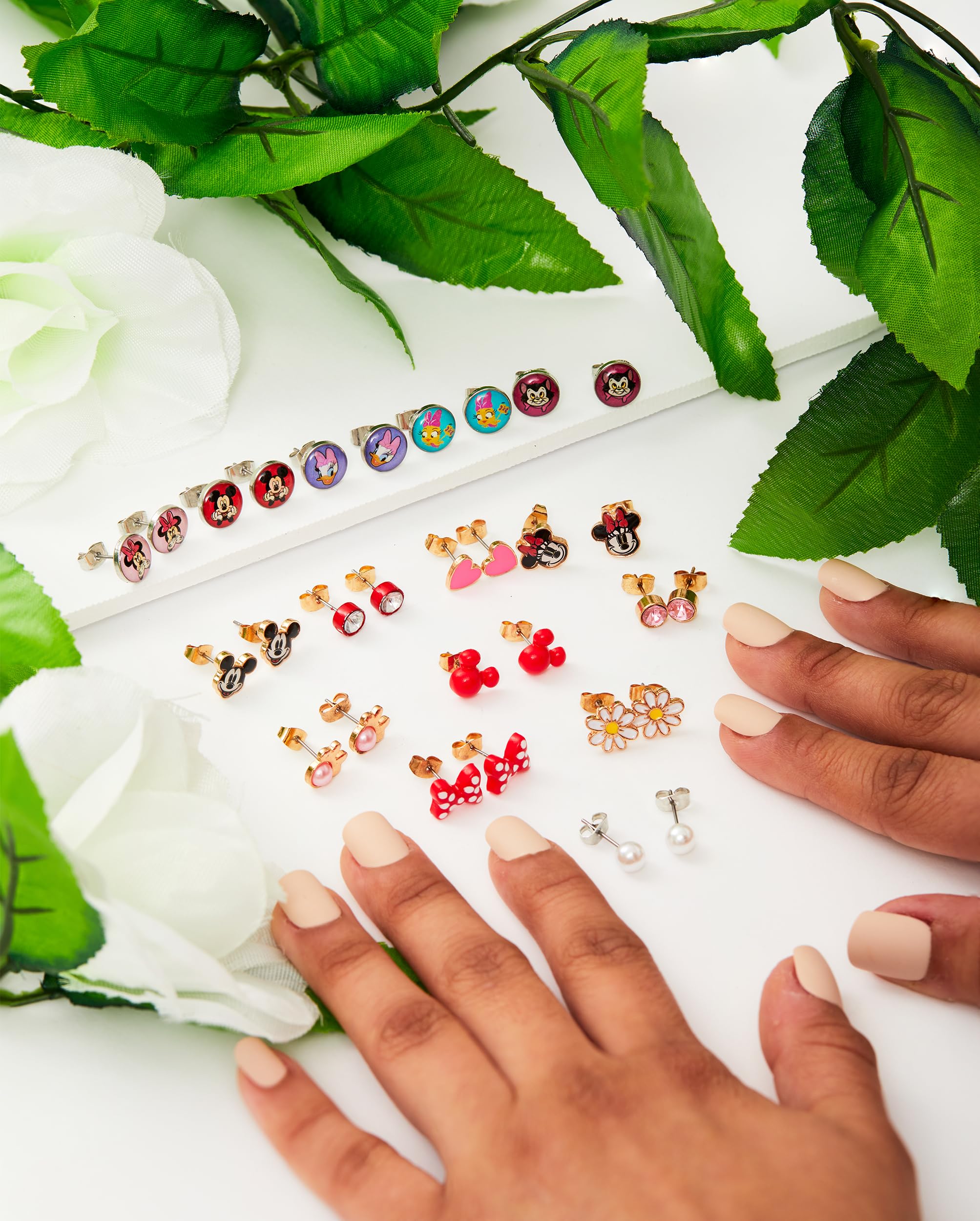 Disney Mickey, Minnie Mouse & Friends Stud Earrings Pack 16 Pairs Officially Licensed, Valentines Earrings