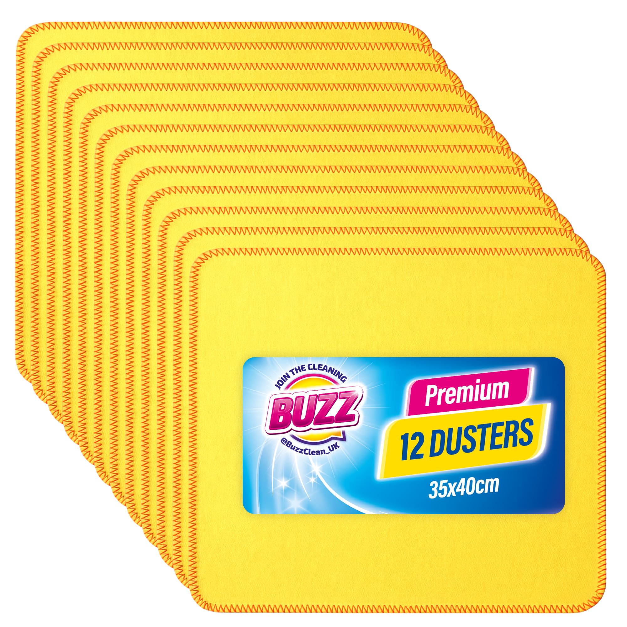 SOL 12 Pack Yellow Dusters Bulk 35 x 40cm - Traditional Duster Lint Free - Ideal for Oiling Wood Window Car Duster Multi Surface Cleaner Dusting Cloth Kitchen Cloth, 12 Pieces