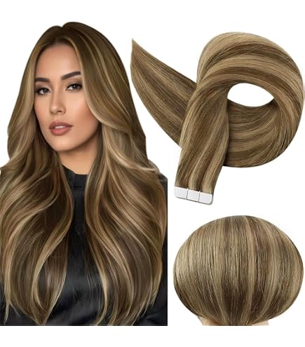 Amazon.com : YILITE Tape in Hair Extensions Human Hair 18  display picture 1