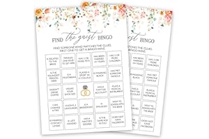 TRANFVGING Bridal Shower Bingo Games, Find The Guest Bingo, Spring Floral Bridal Shower Party Game Cards For Wedding Engagement Bachelorette, Fall Bridal Shower Decor Favors Supplies, 25 Game Cards Included -09