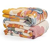 MACEVIA 100% Cotton Boho Throw Blanket, Soft Lightweight Butterfly Floral Design, 80"x90" Large Bedspread for Queen Bed, Couch Sofa, Cottagecore Decor(Butterfly Floral)