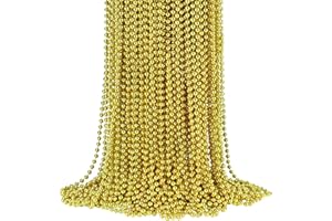 YAXINRUI 72 PCS Gold Bead Necklaces, Christmas Bead Necklaces, Gold Mardi Gras Beads, 33 Inch Round Beaded Necklaces for Mardi Gras Party Christmas New Year Eve Festive Events, Party Favors