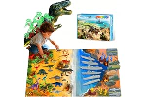 MOONTOY Army Men & Dinosaur Toys Playset, 128PCS Army Men Action Figures Set Including Military Toy Soldiers, Dinosaur Figures, Battle Mat, Tanks, Christmas Birthday Gift for Kids Boys Girls Ages 3+