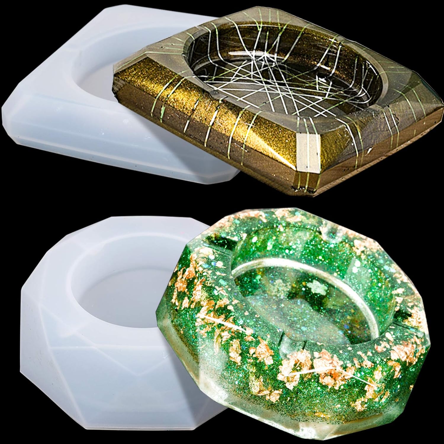 Black and gold flakes Resin ashtray Home & Living Home Décor