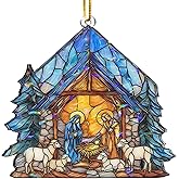 Nativity Christmas Ornament, Nativity Scene Ornaments for Christmas Tree, Christian Religious Gifts for Women Men Family Kids, Baby Jesus for Xmas Tree Decorations, Holy Family Decor (Nativity House)