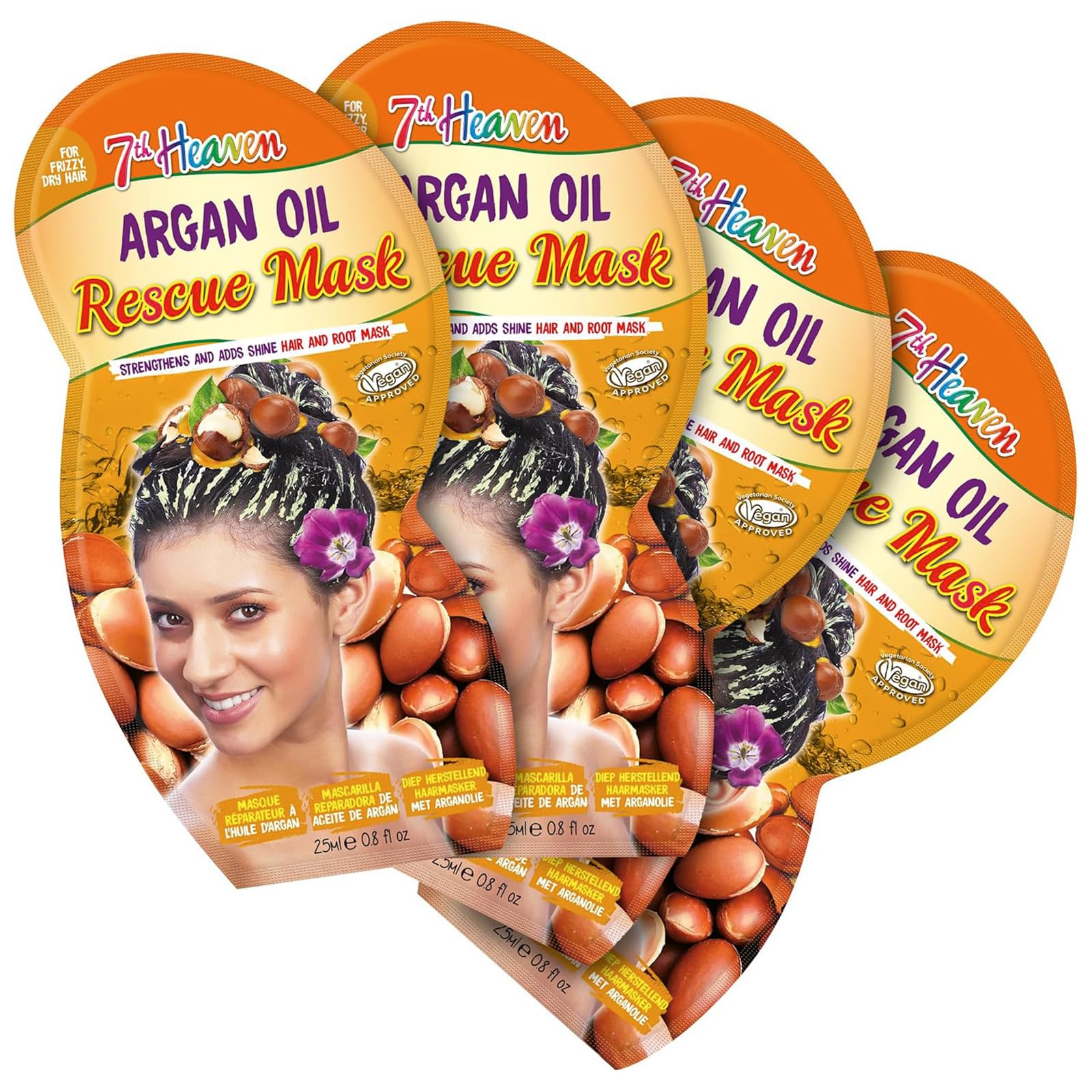 7th Heaven Rescue Hair Mask Mulitpack of 4 - Deep Conditioning Treatment with Argan Oil & Panthenol for Stronger, Shinier, and Healthier Hair