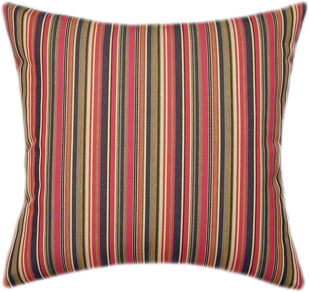 Sunbrella Dorsett Cherry Indoor/Outdoor Striped Patio Pillow 20x20