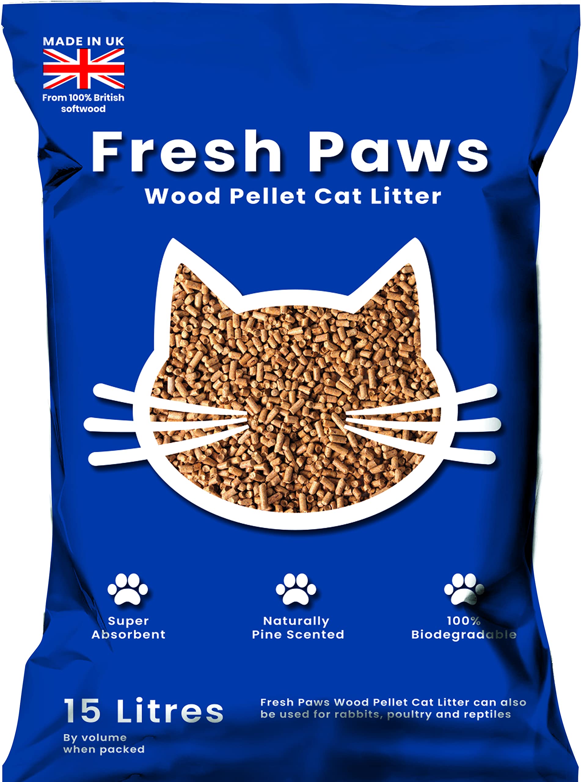 Fresh Paws Premium Wood Pellet Cat Litter, 15 L