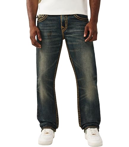True Religion Men's Ricky Straight Leg Jeans, 2SB Body Rinse Black