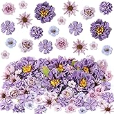 Thiccywoov 250 Pcs Artificial Flowers Heads Mini Silk Mix Flowers Fake Peony Daisy Rose Flowers Multicolor Small Flower Heads for Wedding Home Decorations Party Craft Garland DIY (Purple)