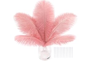 SOGUGOM Pink Craft Ostrich Feathers - 30PCS Total Length 9-11 inch Natural Ostrich Feathers Kit for Wedding Decorations, Hats and DIY Projects(Lotus Pink)