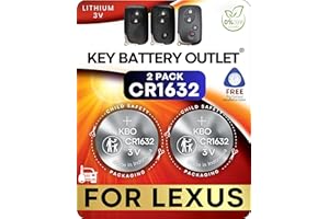 KEY BATTERY OUTLET Key Fob Batteries for Lexus (2-Pack) CR1632 -Lexus RX350 (07-15), GX460 (10-20), ES350 (07-12), IS250/350 (06-13), CT200h (11-17), LS460 (07-17), RX450h (10-15) Smart Remote Battery Replacement