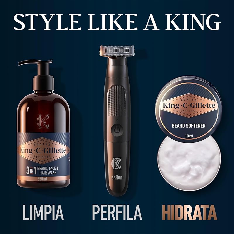 Bálsamo para barba masculino king c. gillette com manteiga de cacau, óleo de argan e manteiga de karité, 100 ml