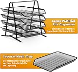 Marbrasse Desk Organiser 4-Tier Letter Tray Mesh File Organizer Black view 5