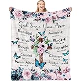 PIUFAM Christian Blanket Gifts for Women, Birthday Gifts for Christians Blanket, Spiritual Religious Blankets for Girls, Throw Blanket for Holiday, Couch, Gifts for Chritsmas Thanksgiving 60x80in