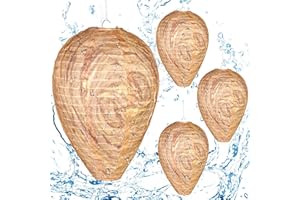 DECYOOL 4 Pack Wasp Nest Decoy Hanging Wasp for Wasps Hornets Yellow Jackets Outdoor Waterproof Material (Dark Brown)