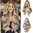 Esmee 24" Long Wavy Wigs for Women Brown Ombre Ash Blonde Hair Heat Resistant Synthetic Wigs for Daily Parties and Role Playing