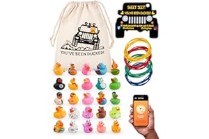 HAPPY DUCKERS Jeep Ducks for Ducking Kit-76 Piece kit Including Rubber Ducks, Duck Duck Jeep Bag, Jeep Ducking Cards & Rubber Bands Plus Official Duck Duck Jeep Mobile App (Jeep Ducks for Ducking Assortment A)