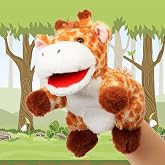 Cuteoy Plush Giraffe Hand Puppet Stuffed Animal Toy Creative Role Play | Open Movable Mouth storytelling Plushies Gifts for Kids Toddlers Birthday Christmas