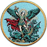 Zolawe (Blue) St. Michael Hook and Loop Patch, 3 Inches Sew On Patches, Embroidery Patches for Backpacks Bags Vest Dog Harness, Tactical Military Embroidered Patches, Catholic DIY Patch for Christians