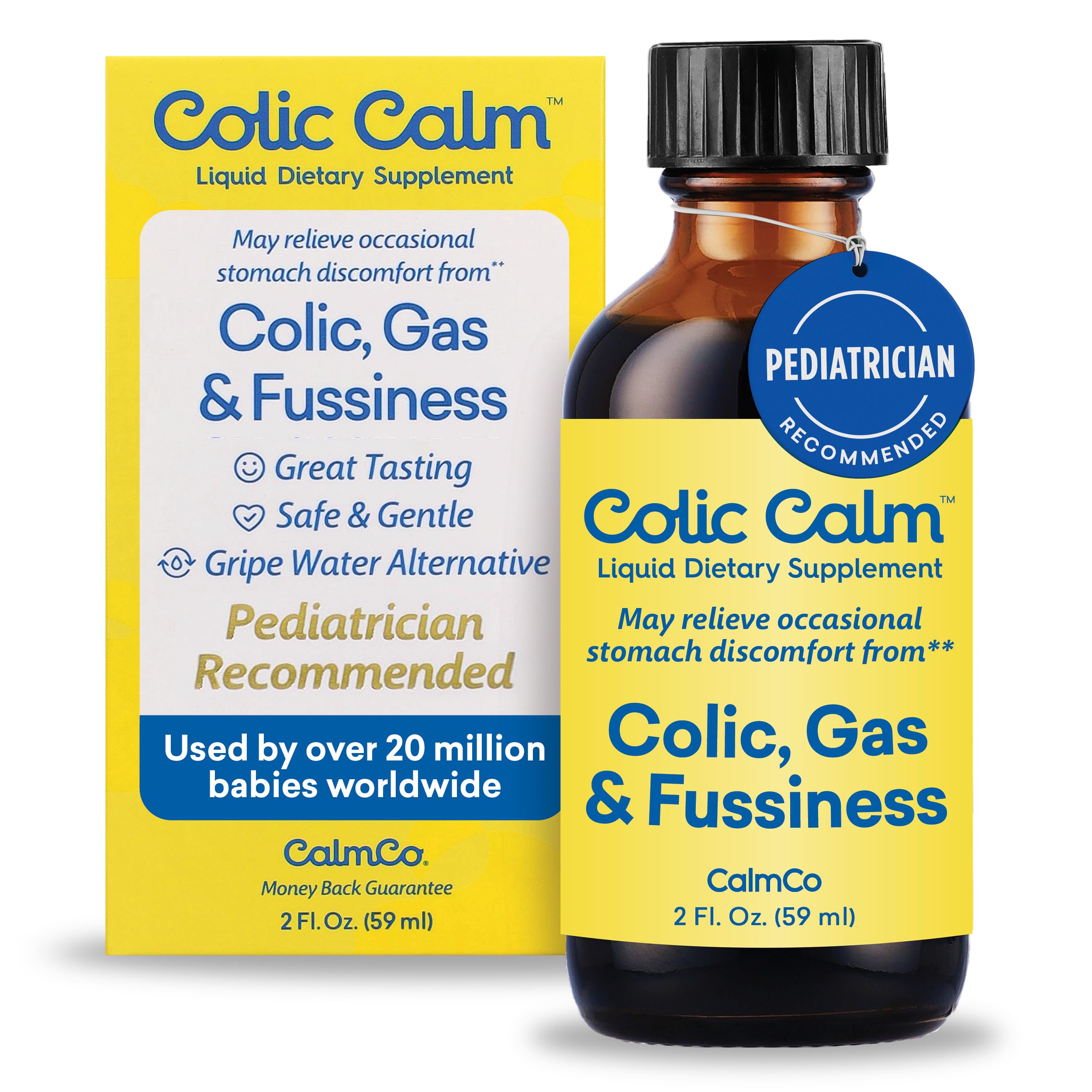 Colic Calm Infant Gripe Water for Colic, Helps Fussiness, Upset Stomach, and Baby Gas Relief, 2 fl oz (Pack of 1)