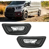 Bewild Front Bumper Fog Light With Bezel Covers Fit For 2020-2023 Ford Transit 150 250 350 350HD Front Fog Lamp + Bezel Covers Pair Left &amp; Right Side Replacement (W/Lights)