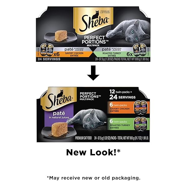SHEBA PERFECT PORTIONS VARIETY PACK SAVORY CHICKEN AND ROASTED TURKEY ENTREES WET CAT FOOD, 2.64 OZ., COUNT OF 12