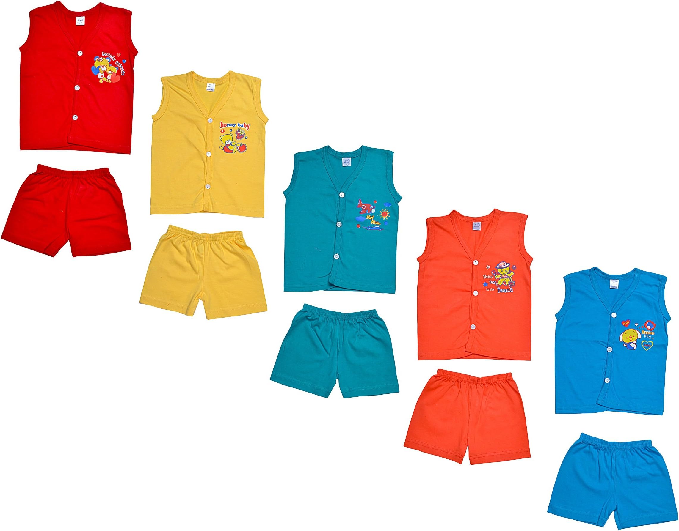 Baby Boy Top & Bottom (Multicolor) - Pack of 5 Sets