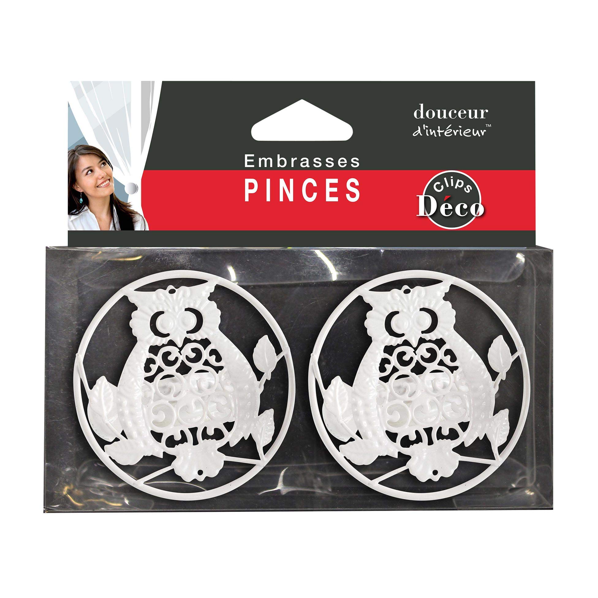 Douceur d'Intérieur 2 Curtain Tie Backs 8 cm Painted Metal White