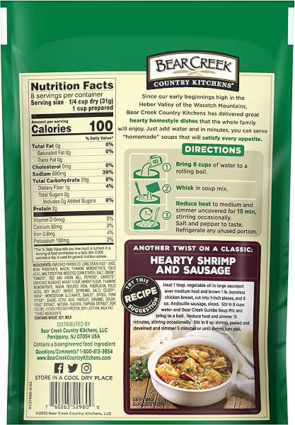 BEAR CREEK SOUP MIX, GUMBO, 8.8 OUNCE