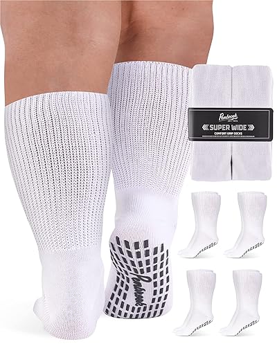 Pembrook Extra Wide Socks for Swollen Feet with Non-Skid Grips