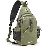G4Free Canvas Sling Bag Crossbody Backpack with USB Charging Port & RFID Blocking, Hiking Daypack Chest Bag for Women Men