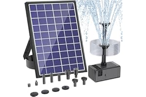 Antfraer Solar Fountain Pump for Bird Bath, Solar Water Pump with Dry-Run Protection & Double-Layer Nozzles, 6.5W Solar Water Fountain Pump for Bird Bath Garden Fish Tank Pond DIY Water Feature
