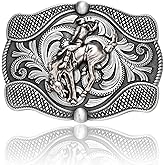 BBOTEN Horse Belt Buckle for Women Men, Western Longhorn Running Horse Boots Floral Cowboy Texas Antique Belt Buckles
