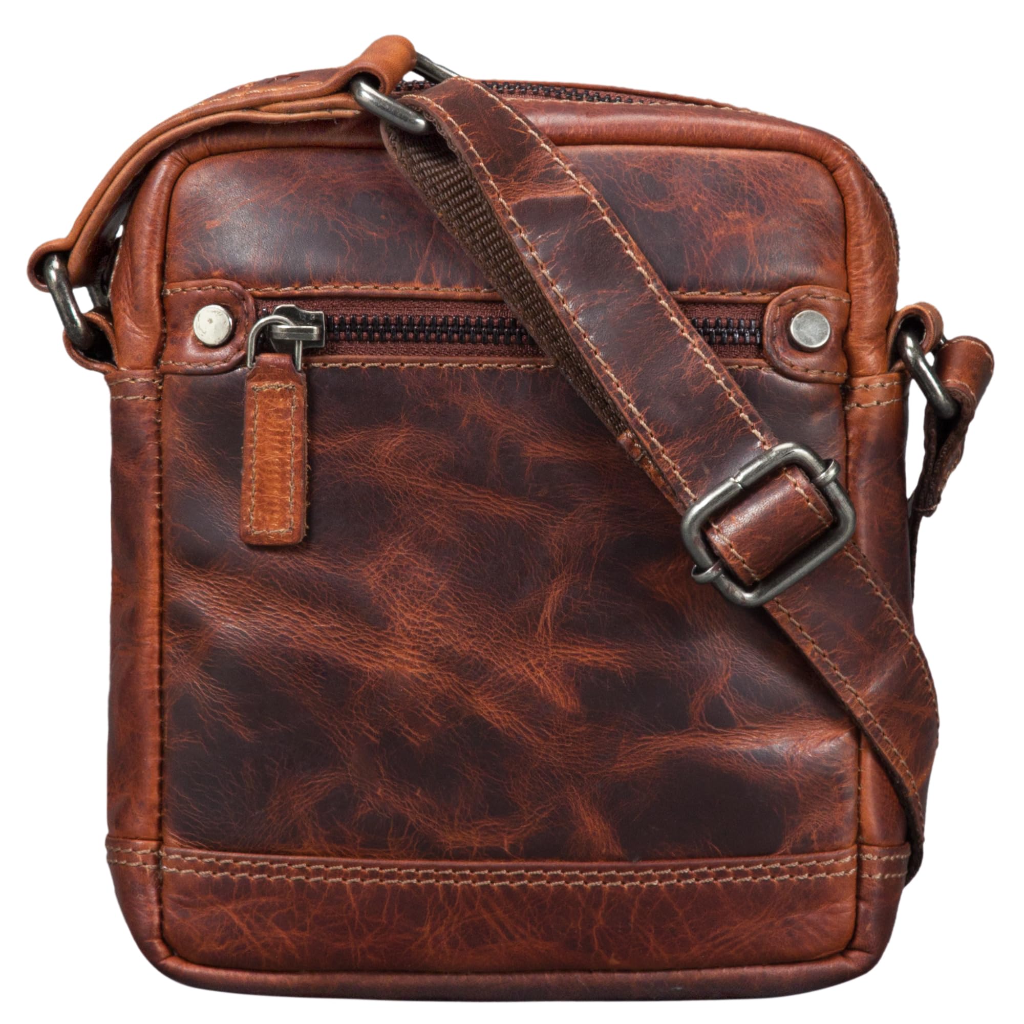 STILORD "Pepe" Mens Leather Cross Body Bag Small Vintage Shoulder Bag with Strap and Zipper Messenger Bag fits 7 Inch Tablet in Genuine Leather Colour:Milano - Brown