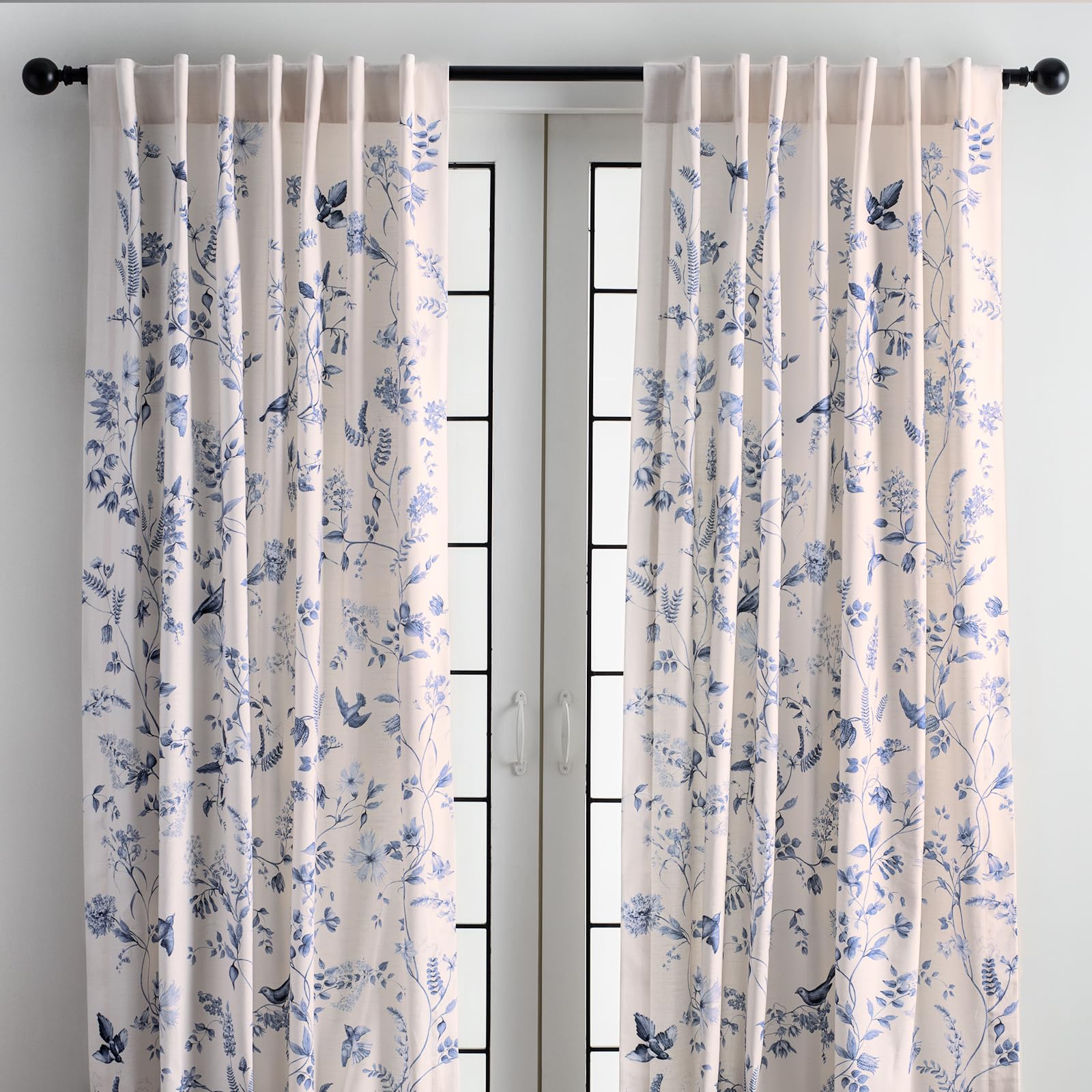 Photo 1 of Maison d' Hermine Curtains for Living Room 100% Cotton 84 inch Length Two Panels Light Filtering Curtains for Bedroom Windows with Rod and Loop Pockets Drapes (Neo Ipomee Beige, 50" W x 84" L)