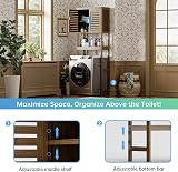 SMIBUY Bamboo Over-The-Toilet Storage Shelf Cabinet Walnut 3-Tier view 5