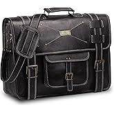 HULSH Spacious Leather Laptop Briefcase for Men - Everyday Handmade Messenger Bag for 17 Inch Laptops