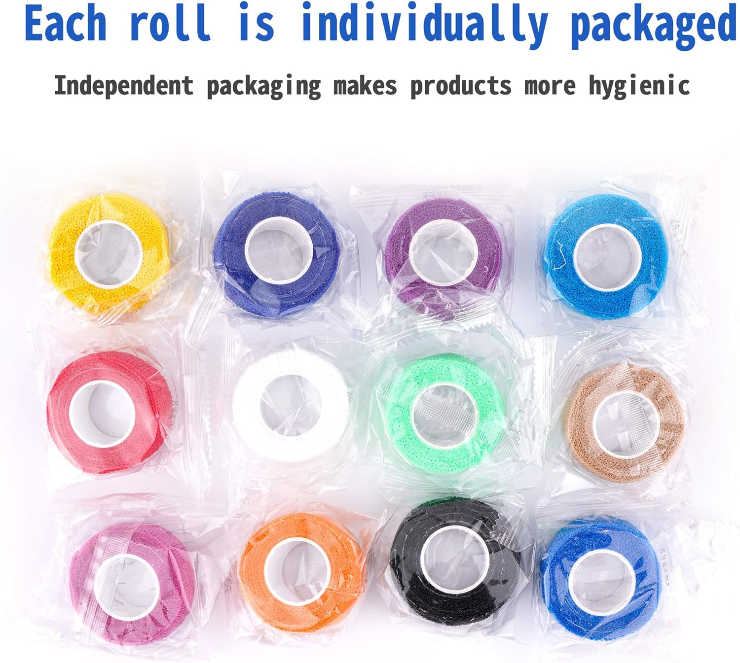 24 Pack Self Adherent Cohesive Wrap Bandages 1 Inches X 5 Yards, First Aid Tape, Elastic Self Adhesive Tape, Athletic, Sports wrap Tape, Bandage Wrap for Sports, Wrist, Ankle (Rainbow Color): Health & Personal Care